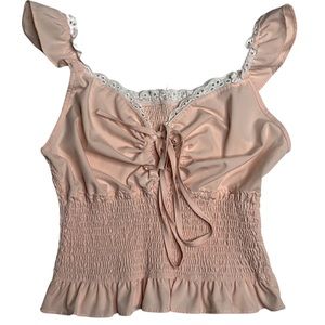 Coquette soft pink tie front Top